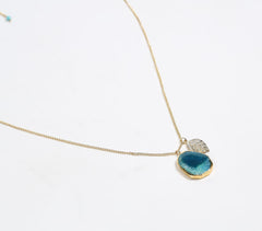 Gold-Toned Recycled Brass & Gemstone Pendant Necklace
