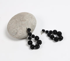 Czech Seed Beaded Noir Chunky Earrings