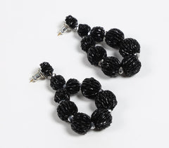Czech Seed Beaded Noir Chunky Earrings