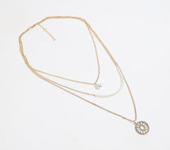 Glass Crystal Beads & Pearl Gold-Toned Layered Necklace