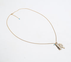 Glass Crystal & Metallic Feather Charm Necklace