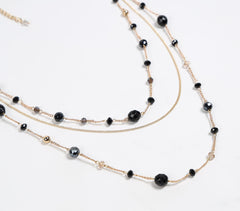 Glass Crystal Black Beads Layered Necklace