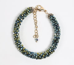 Imported Glass Crystal Beads Green Bracelet