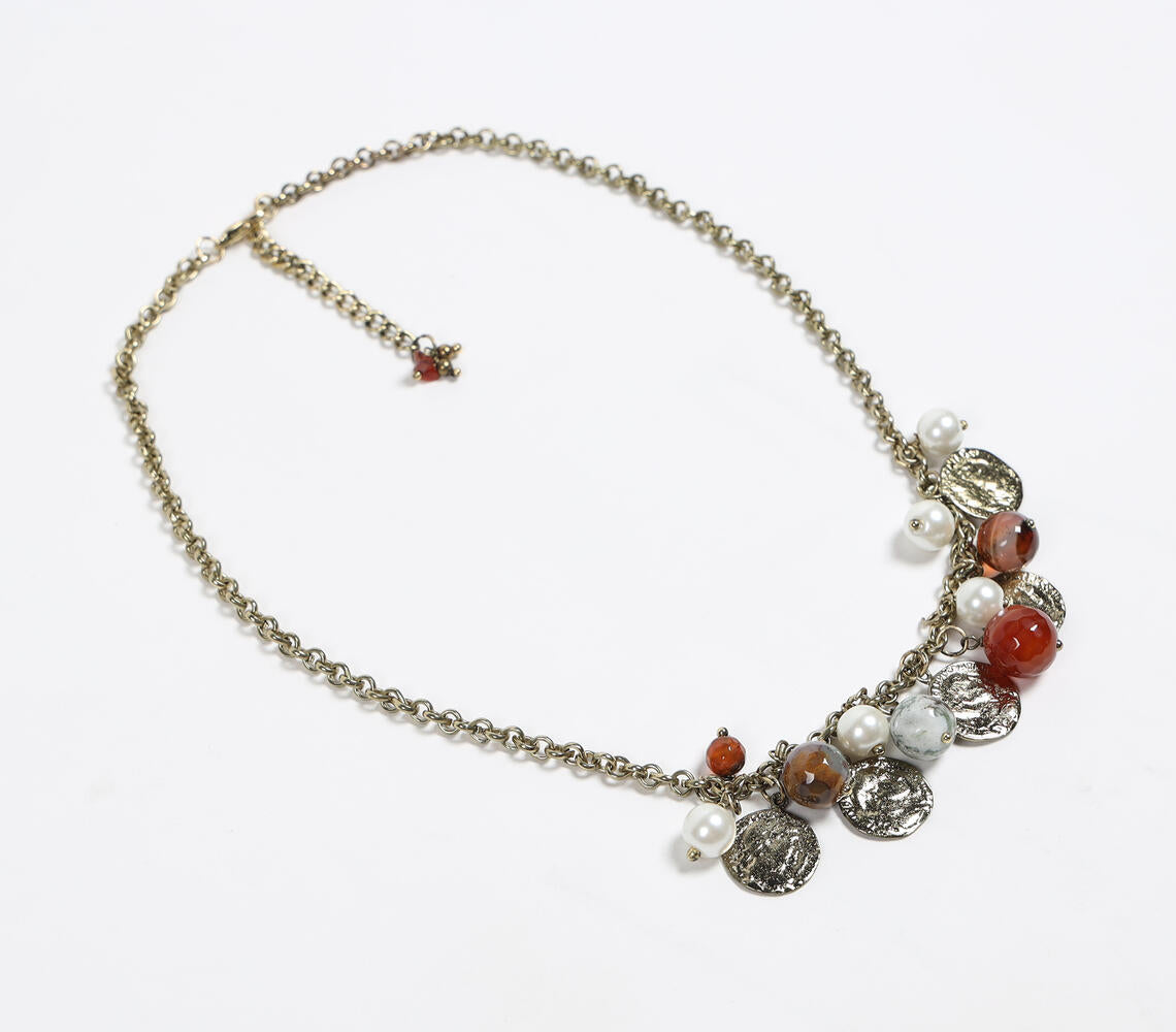 Recycled Brass & Agate Boho Necklace