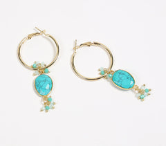 Recycled Sustainable Brass & Natural Turquoise Stone Earrings