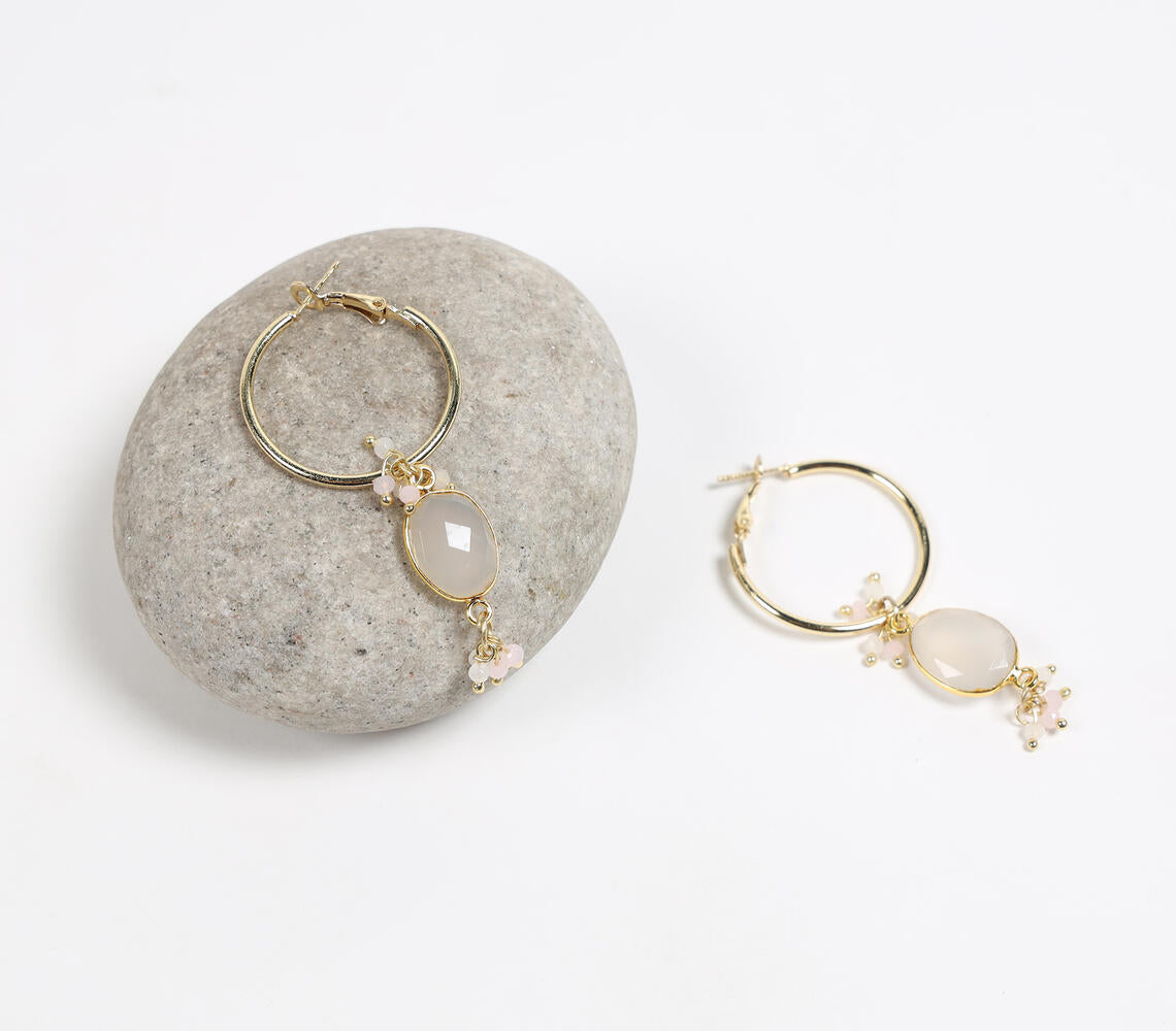 Recycled Sustainable Brass & Natural Agate Stone Earrings