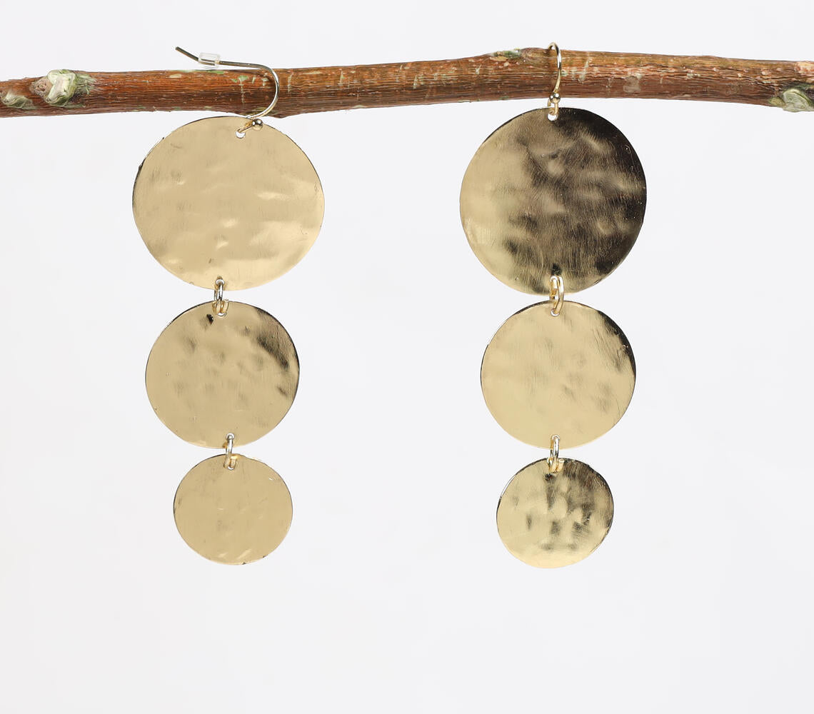 Recycled Brass Discs Dangle Earrings