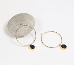 Recycled Brass & Druzy Hoop Earrings