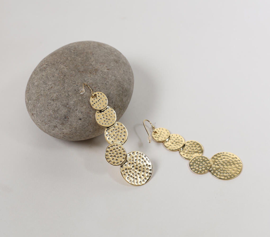 Recycled Brass Textured Discs Dangle Earrings