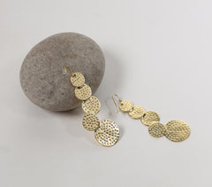 Recycled Brass Textured Discs Dangle Earrings
