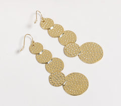 Recycled Brass Textured Discs Dangle Earrings