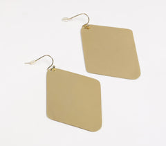 Gold-Toned Recycled Brass Rhombic Dangle Earrings