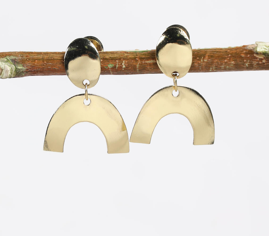 Gold-Toned Recycled Brass Minimal Drop Earrings