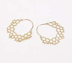 Gold-Toned Recycled Brass Honeycomb Drop Earrings