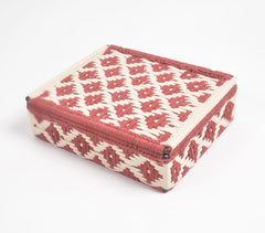 Handwoven Recycled Cotton Maroon-Cream Jewelry Box