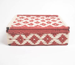 Handwoven Recycled Cotton Maroon-Cream Jewelry Box