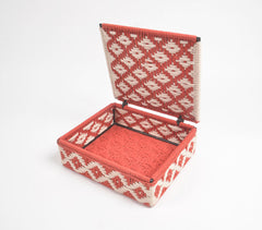 Handwoven Recycled Cotton Red-White Jewelry Box