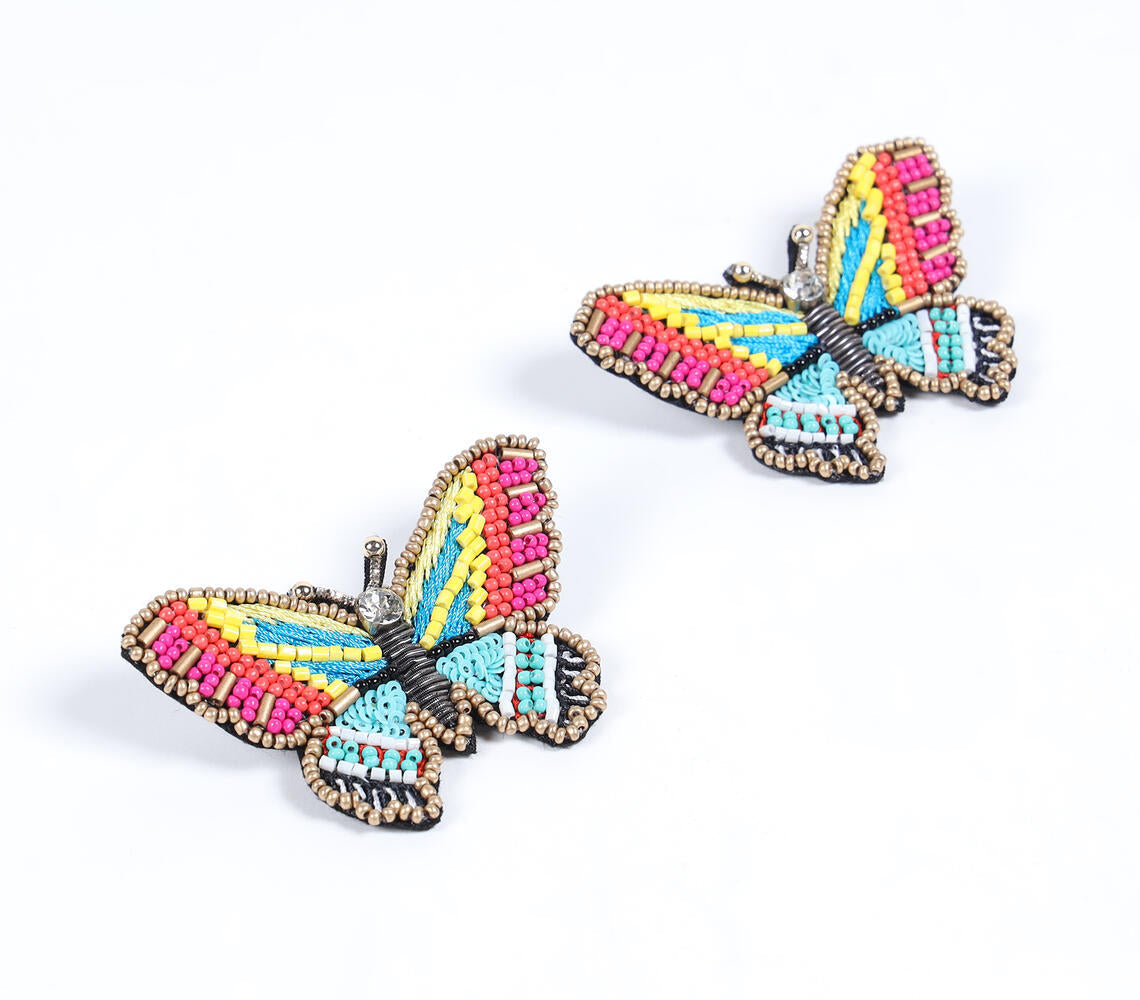Handmade Beaded Butterfly Brooches (Set of 2)