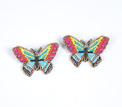 Handmade Beaded Butterfly Brooches (Set of 2)