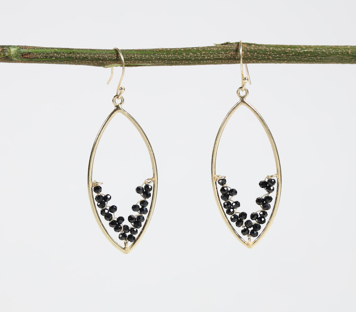 Handmade Brass Black Onyx Drop Earrings