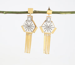 Reclaimed Teak Wood & Gold-Plated Brass Geometric Earrings