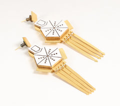 Reclaimed Teak Wood & Gold-Plated Brass Geometric Earrings