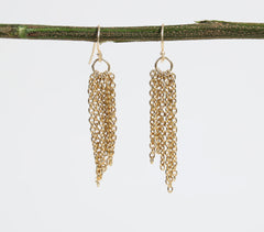 Brass Dangling-Chain Earrings