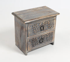 Hand Carved Mango Wood Mini-Chest Jewelry Drawer
