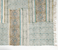 Hand Embroidered & Block Printed Cotton Maximal Fringed Rug