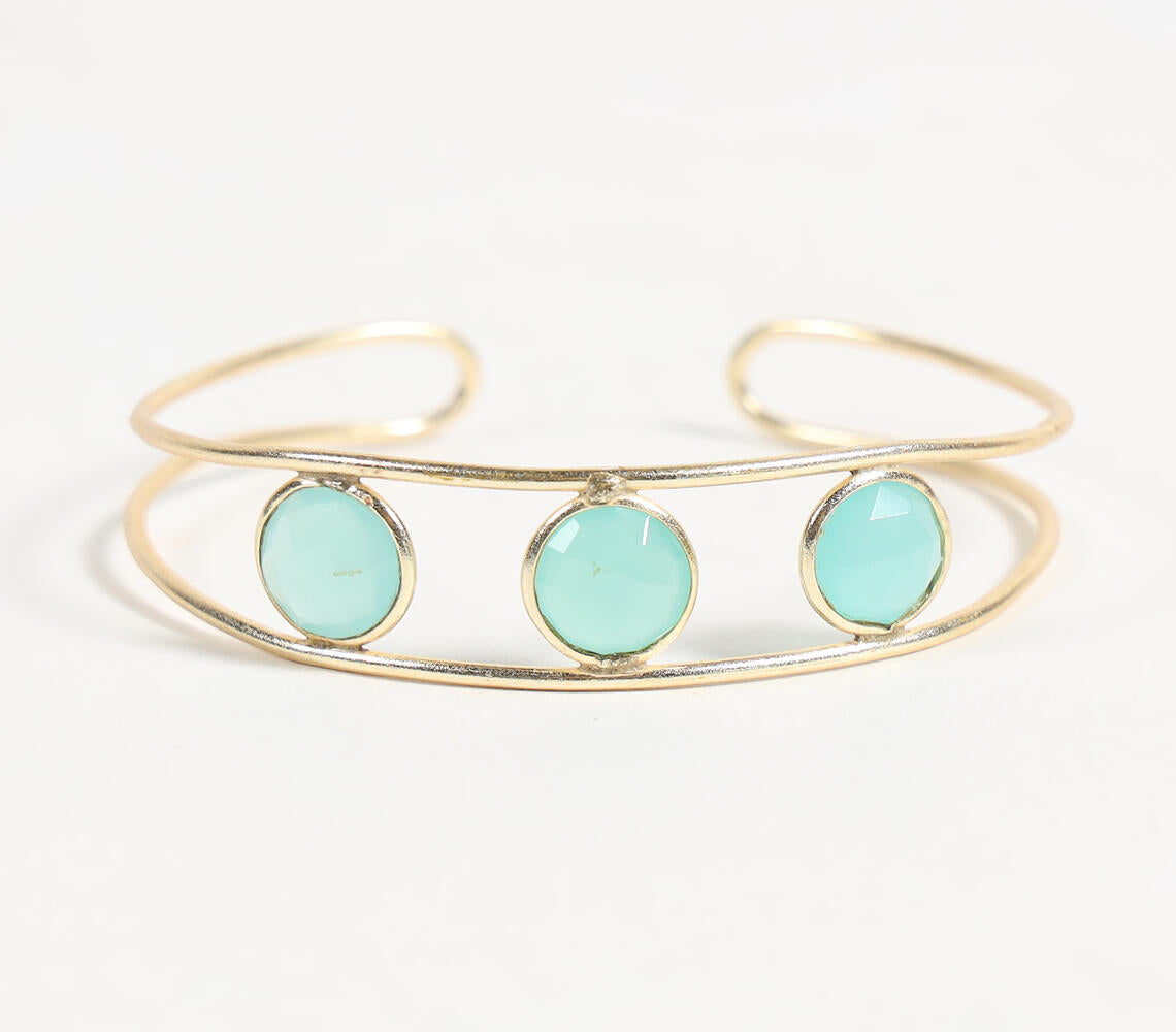 Gold-Toned Brass & Aqua Calci Minimal Bracelet