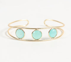 Gold-Toned Brass & Aqua Calci Minimal Bracelet
