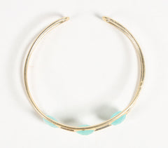 Gold-Toned Brass & Aqua Calci Minimal Bracelet