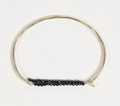 Silver-Toned Brass & Black Onyx Bangle