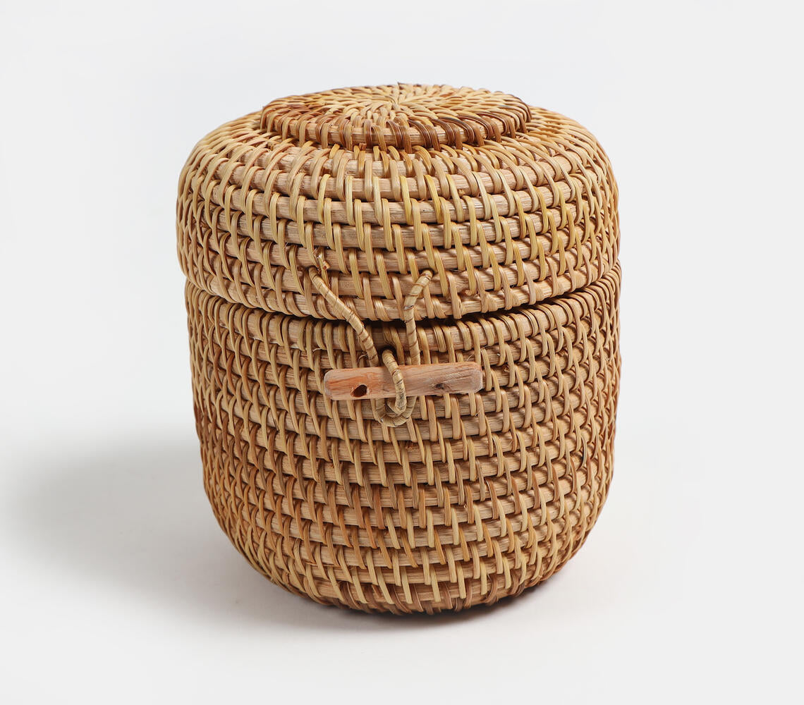 Handwoven Cane Earthy Jewelry Storage Box