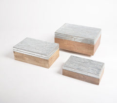 Metallic Beaded Wooden jewelry boxes (Set of 3)