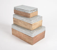 Metallic Beaded Wooden jewelry boxes (Set of 3)