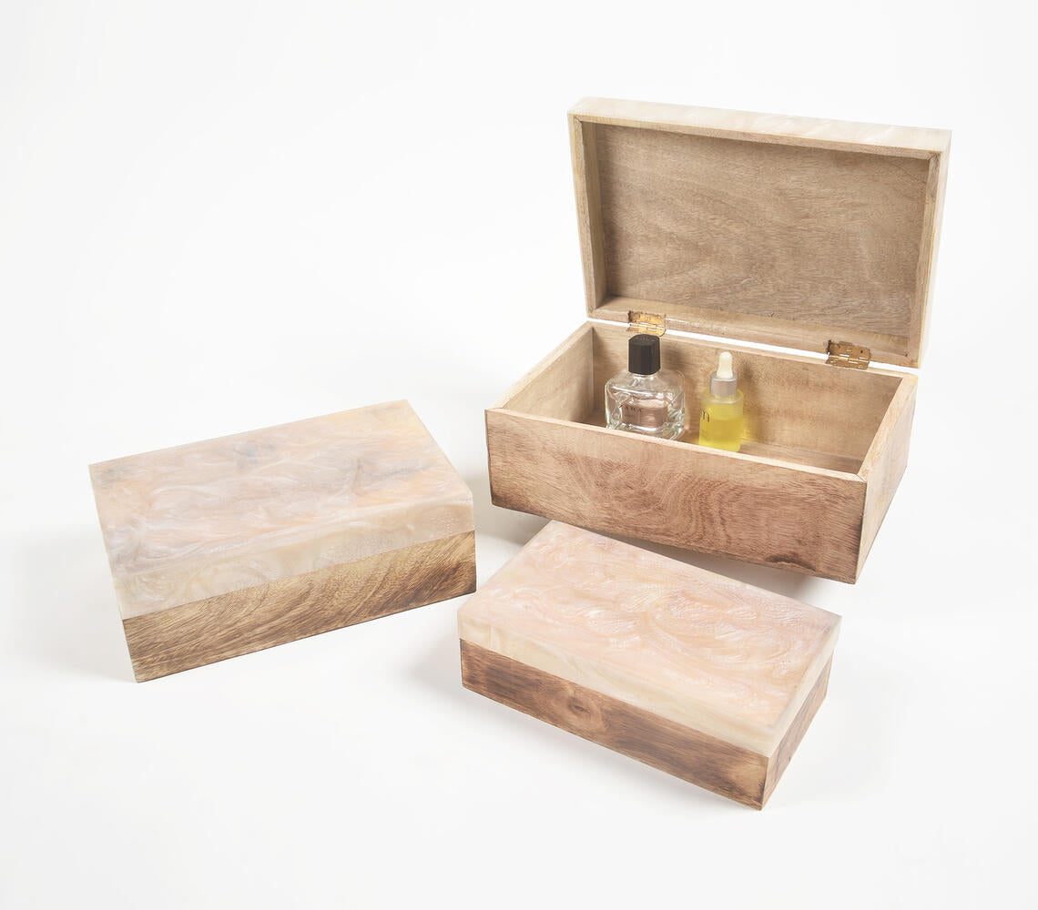 Resin & Wood Jewelry Storage boxes (Set of 3)
