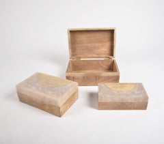 Neutral Resin & Wood Jewelry boxes (Set of 3)