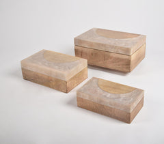 Neutral Resin & Wood Jewelry boxes (Set of 3)