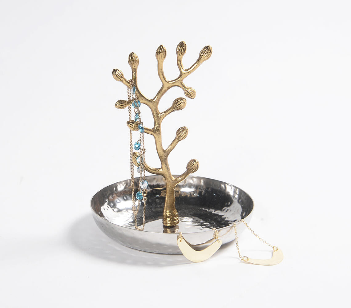 Handcrafted Aluminium Jewelry stand with trinket tray