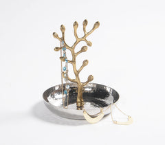 Handcrafted Aluminium Jewelry stand with trinket tray