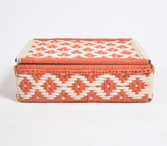 Handwoven Recycled Cotton Beige & Orange Box