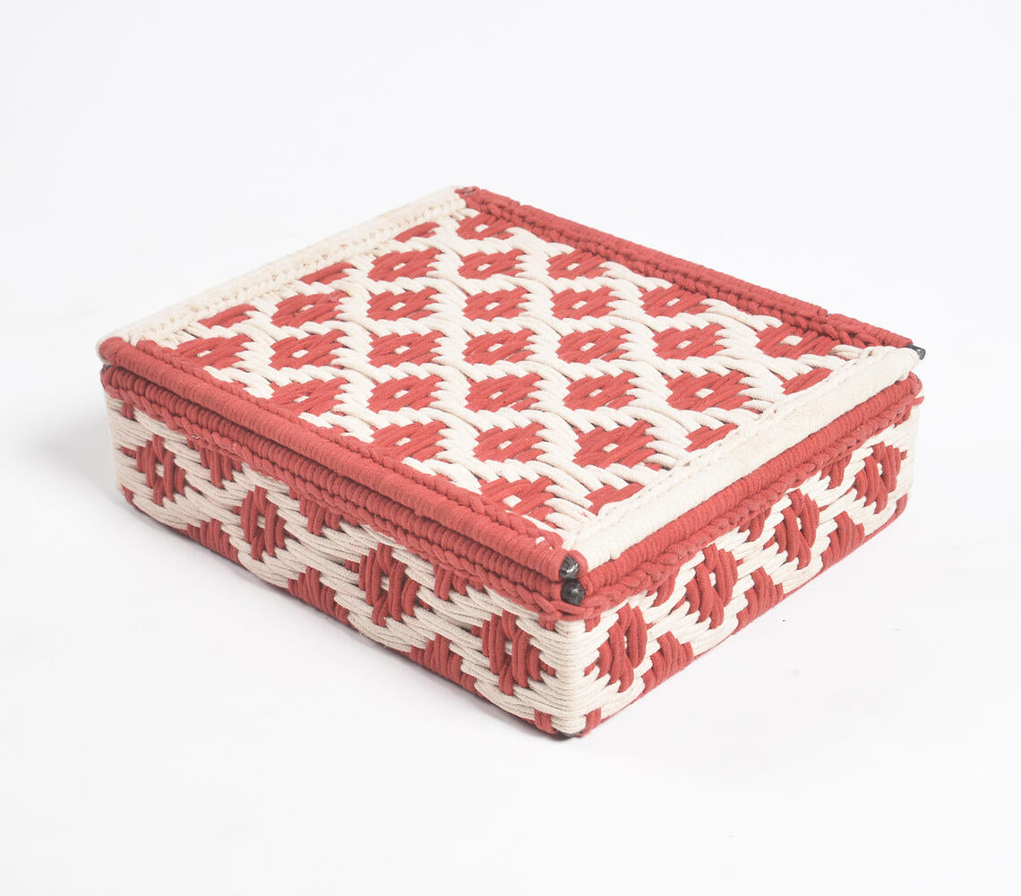 Handwoven Recycled Cotton Beige & Red Box