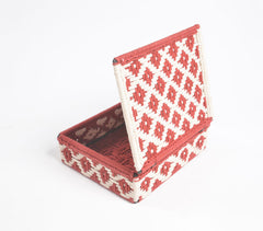 Handwoven Recycled Cotton Beige & Red Box