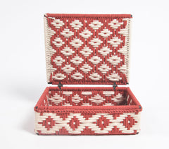 Handwoven Recycled Cotton Beige & Red Box