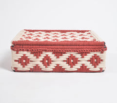 Handwoven Recycled Cotton Beige & Red Box