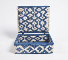 Handwoven Recycled Cotton Beige & Blue Box