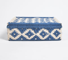 Handwoven Recycled Cotton Beige & Blue Box