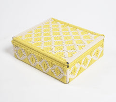 Handwoven Recycled Cotton White & Yellow Box