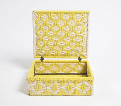 Handwoven Recycled Cotton White & Yellow Box